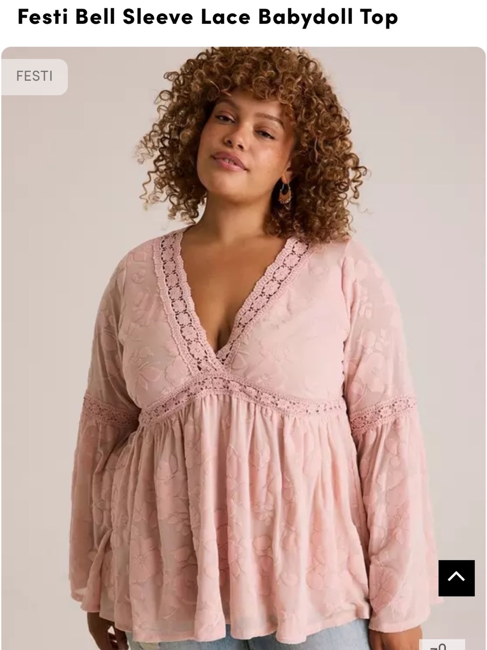 Torrid Festi Bell Sleeve Lace Babydoll Top - Blush Pink Size 2
